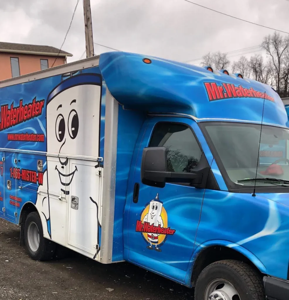 Mr. Waterheater Pittsburgh truck with logo on the side